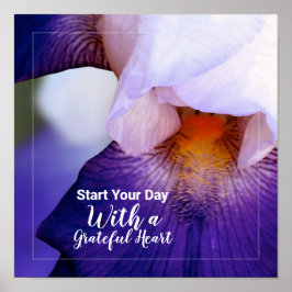 Lila Iris Photo Gratful Heart Quote Poster
