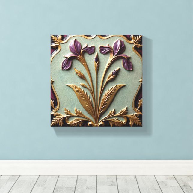 Lila Iris Serenad Canvastryck (Insitu (trägolv))