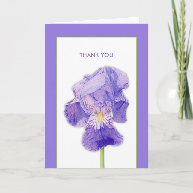 Lila Iris - tackkort (Framsida)