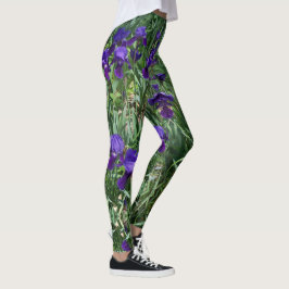 Lila Iris Trädgårdstryck - Heltryckta Leggings