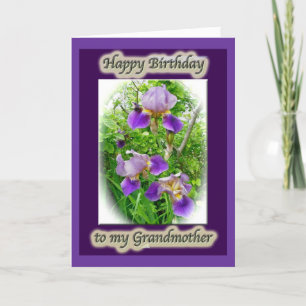 Lila Iris Trio Grandmor Birthday Card Kort