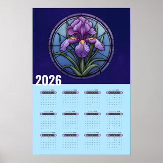 Lila Iris Vägg 2026 Kalender Poster