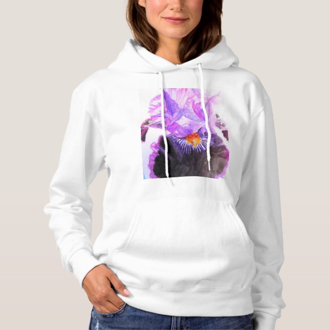 Lila Iris Vattenfärg Blomma Blommig Födelsedag T Shirt (Framsida)