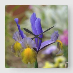 Lila Iris Wall Clock Fyrkantig Klocka