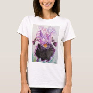 Lila Iris Watercolor Painting art T Shirt