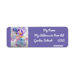 Lila Iris Watercolor Returetiketters Returadress Etikett