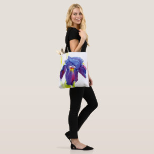 Lila Iris Watercolor Tote Bag Tygkasse