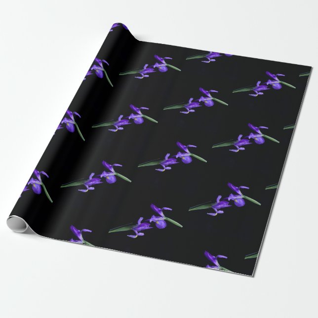 Lila Iris Wrapping Papper Presentpapper (Utrullad)