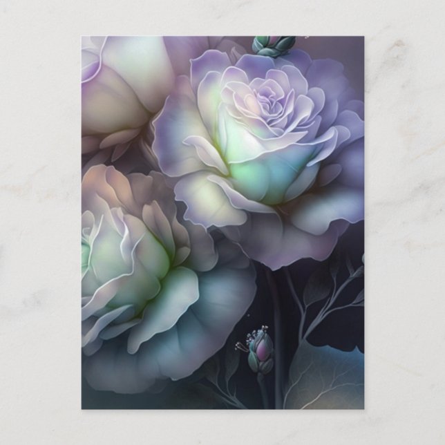 Lila iriserande blommor närbild vykort (Framsida)