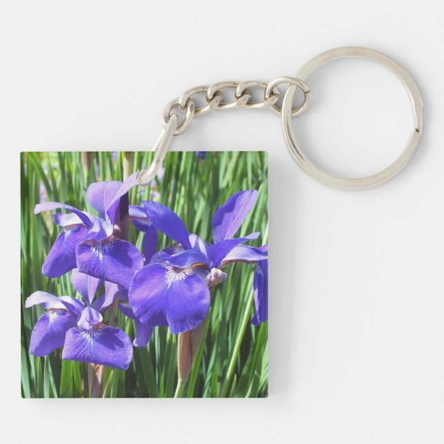 Lila Irises Acrylic Nyckelring (Baksidan)
