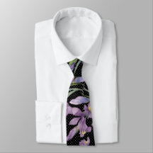 Lila Irises Botanique Black White Polka dots