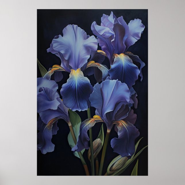 Lila Irises Flower Art Print Poster (Framsidan)