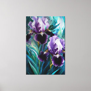 *~* Lila Irises Flower Artsy Iris Painting AP84 Canvastryck
