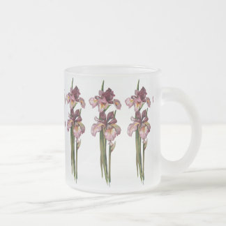 Lila Irises Frosted Glass Mugg