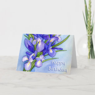 Lila Irises Grattis på födelsedagen Art Greeting C Helgkort