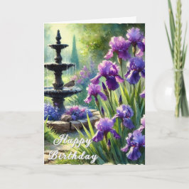 Lila Irises Grattis på födelsedagen Hälsning eller Helgkort