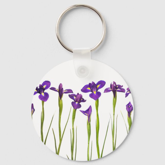 Lila Irises - Iris Flower Customized Template Nyckelring (Framsida)