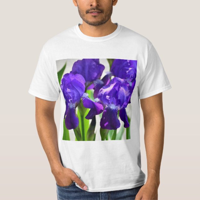 Lila Irises Iris Flower T Shirt (Framsida)
