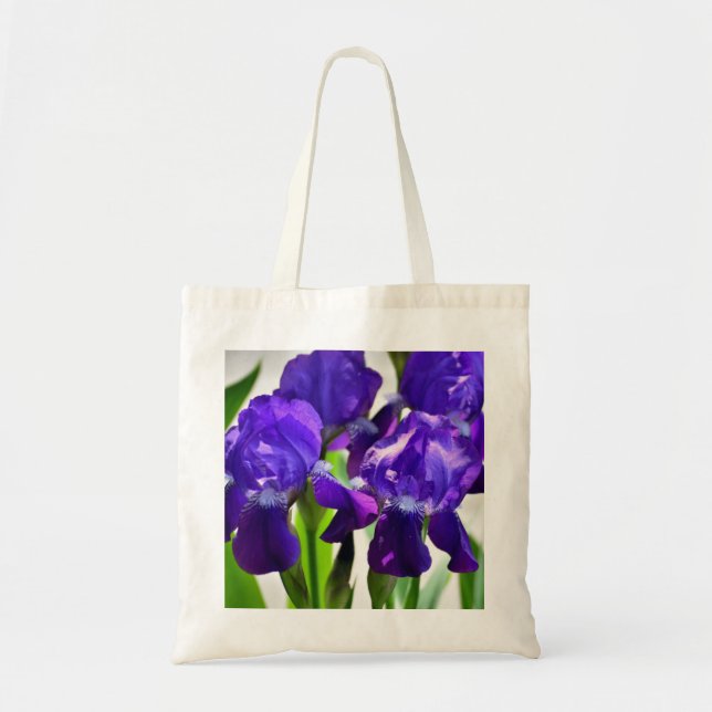 Lila Irises Iris Flower Tygkasse (Framsidan)