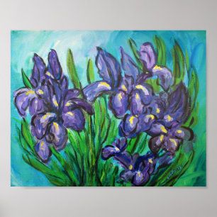 Lila Irises Modern Art Painting Poster utskrifter