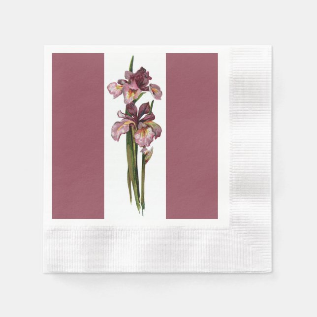 Lila Irises Mörk Rosa Pappersservett (Framsidan)