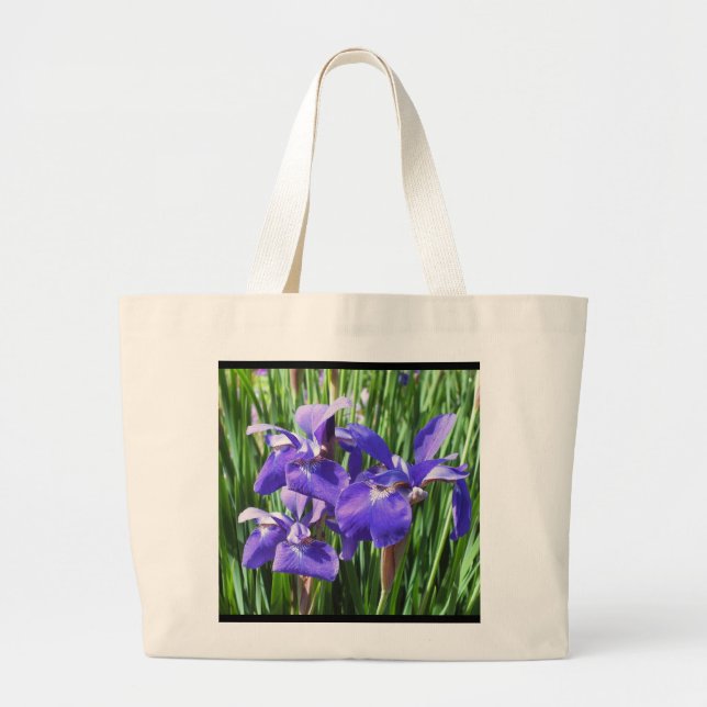 Lila Irises Tote Bag Jumbo Tygkasse (Framsidan)