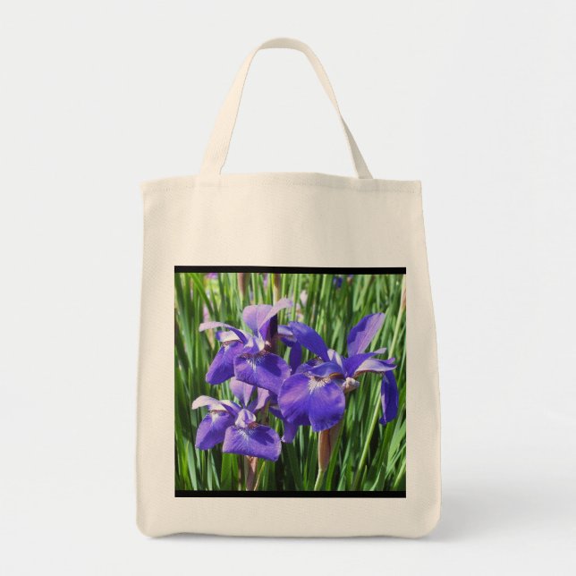 Lila Irises Tote Bag Tygkasse (Framsidan)