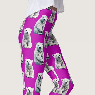 Lila isbjörn mönsterdesign leggings