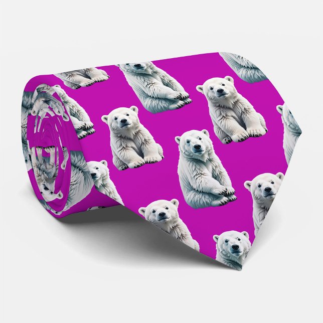 Lila isbjörn mönsterdesign  slips (Skapare uppladdad)