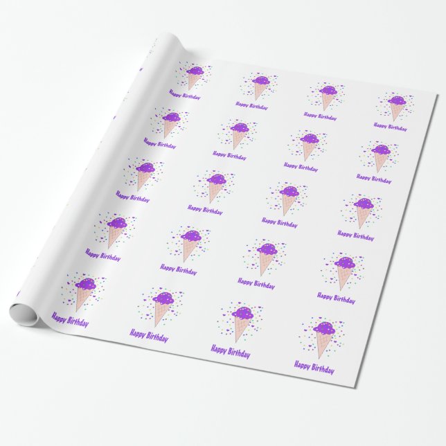 Lila isvafflor presentpapper (Utrullad)