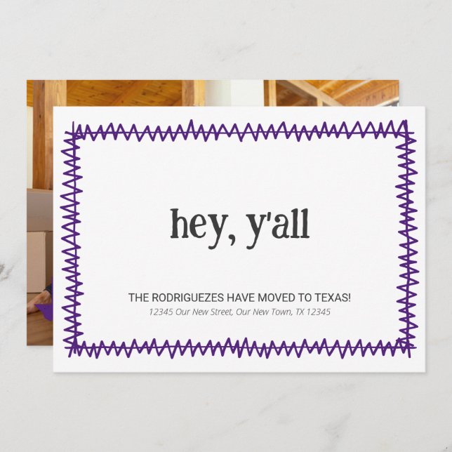 Lila, ja, Flyttat till Texas Meddelande (Fram/baksida)