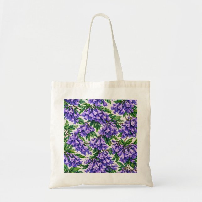 Lila Jacaranda-blomning Botanisk Blommig Mönster Tygkasse (Framsidan)