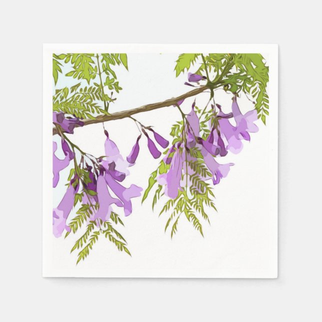 Lila Jacaranda Flowers Napkin Pappersservett (Framsidan)