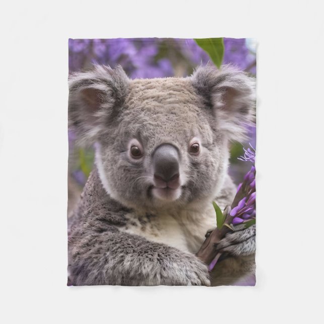 Lila Jacaranda Koala Bear Fleecefilt (Framsidan)
