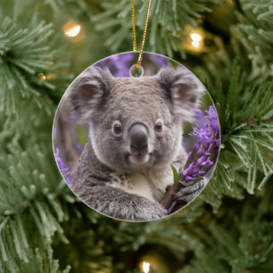 Lila Jacaranda Koala Bear Julgransprydnad Keramik