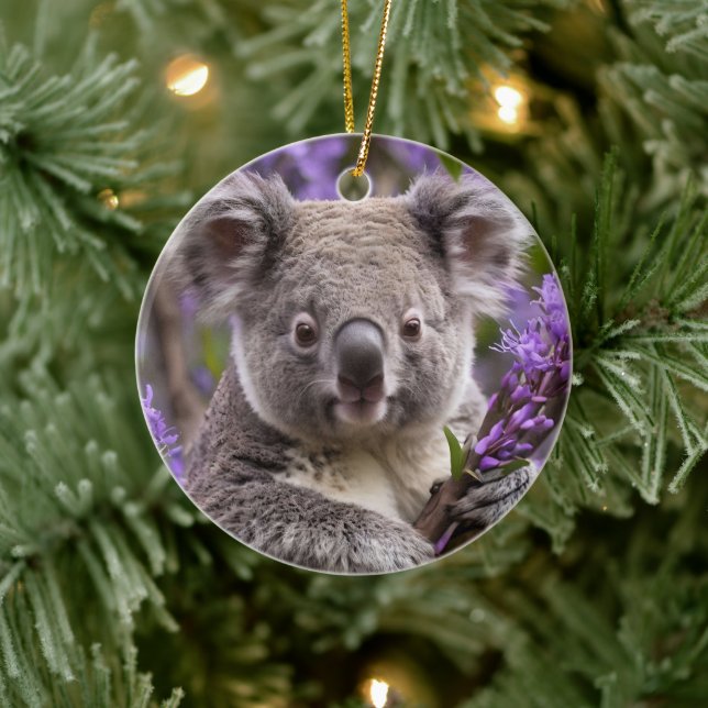 Lila Jacaranda Koala Bear Julgransprydnad Keramik (Träd)