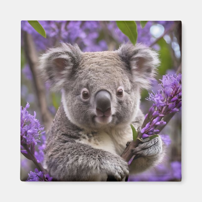 Lila Jacaranda Koala Bear Magnet (Framsidan)