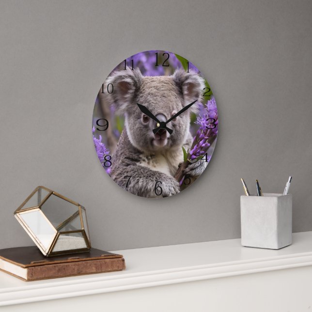 Lila Jacaranda Koala Bear Stor Klocka (Kontor)