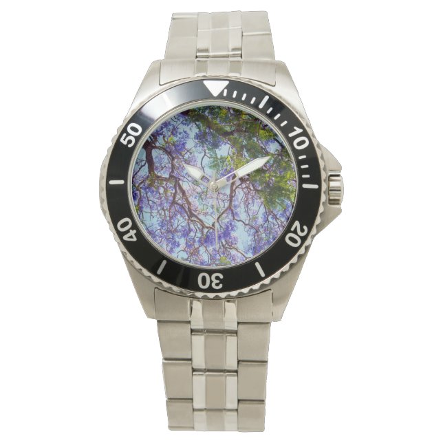 Lila Jacaranda-träd Oljemålning, Herrarmbandsur Armbandsur (Framsida)