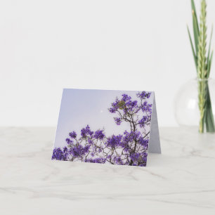 Lila Jacarandaträd med måne, vårestetik Tack Kort