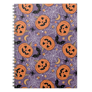 Lila Jack-O-Lantern Halloween Mönster Anteckningsbok