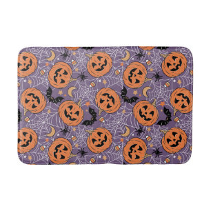 Lila Jack-O-Lantern Halloween Mönster Badrumsmatta