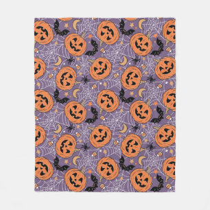 Lila Jack-O-Lantern Halloween Mönster Fleecefilt