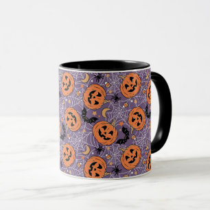 Lila Jack-O-Lantern Halloween Mönster Mugg