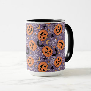 Lila Jack-O-Lantern Halloween Mönster Mugg