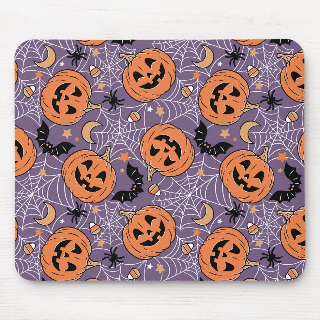 Lila Jack-O-Lantern Halloween Mönster Musmatta (Framsidan)