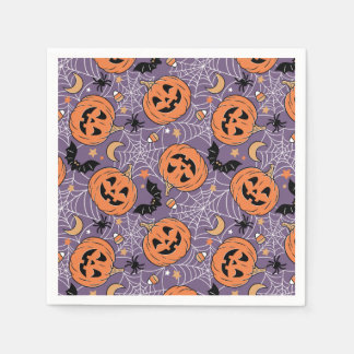 Lila Jack-O-Lantern Halloween Mönster Pappersservett