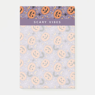 Lila Jack-O-Lantern Halloween Mönster Post-it Block