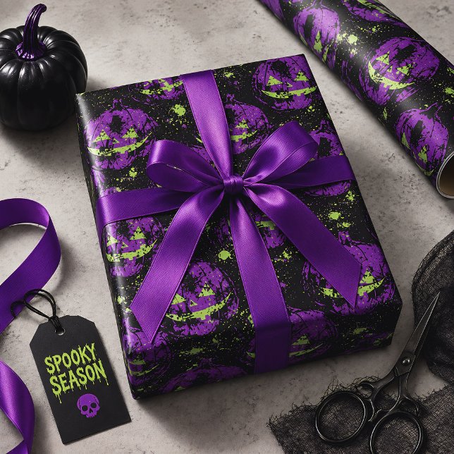 Lila Jack O' Lantern Halloween Presentpapper (Skapare uppladdad)