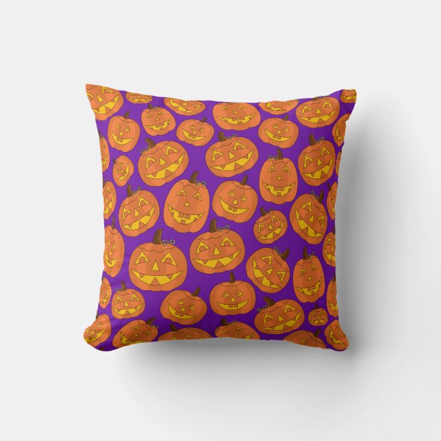Lila Jack-O-Lantern Pillow Kudde (Framsida)